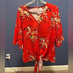 Floral Red Women's Top